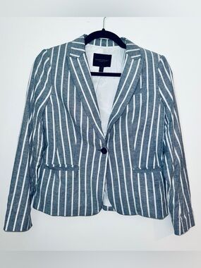 Striped Gray & White Women's Blazer